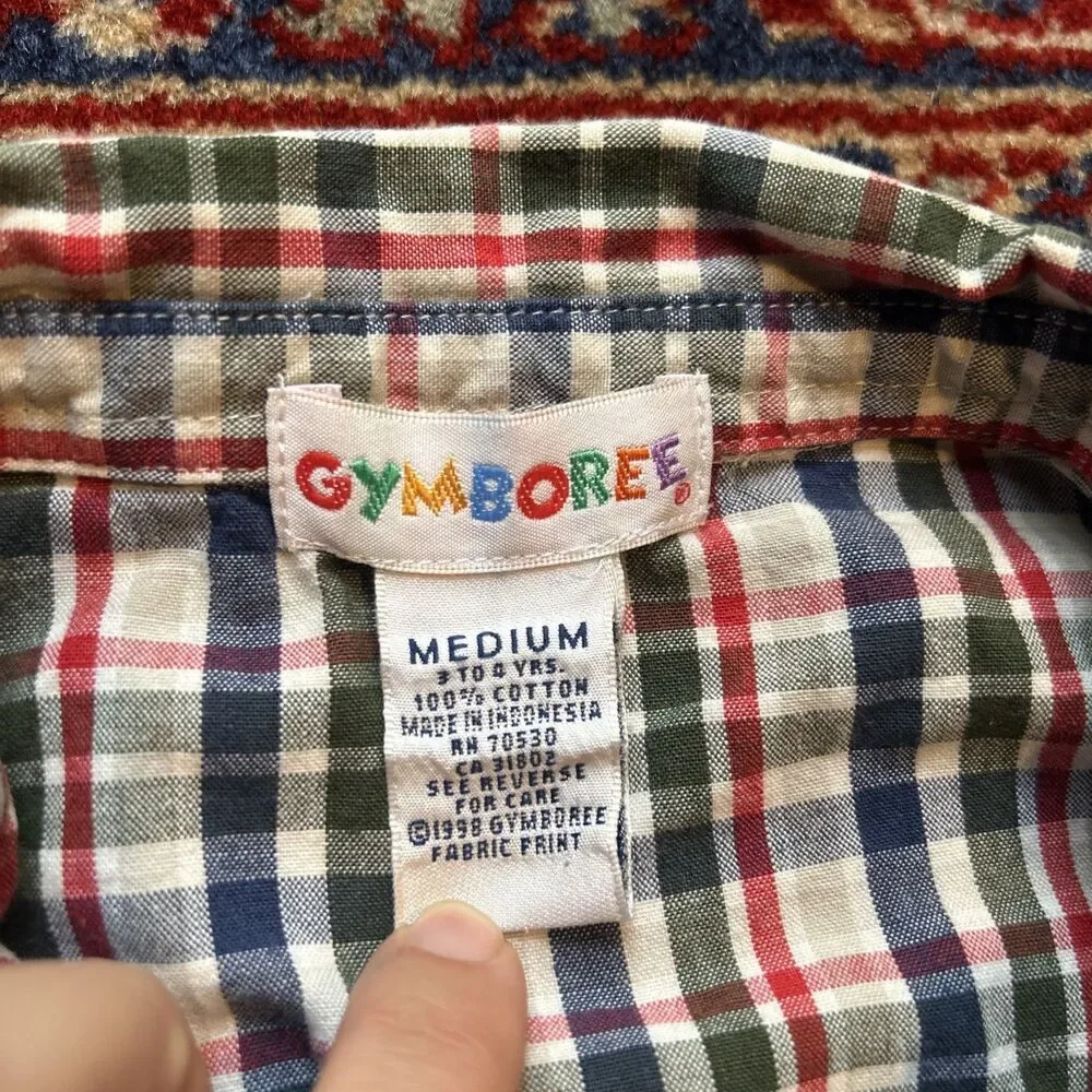 Vintage Rainbow Tag Gymboree Kids Plaid Long Sleeve Button Down Shirt 3T